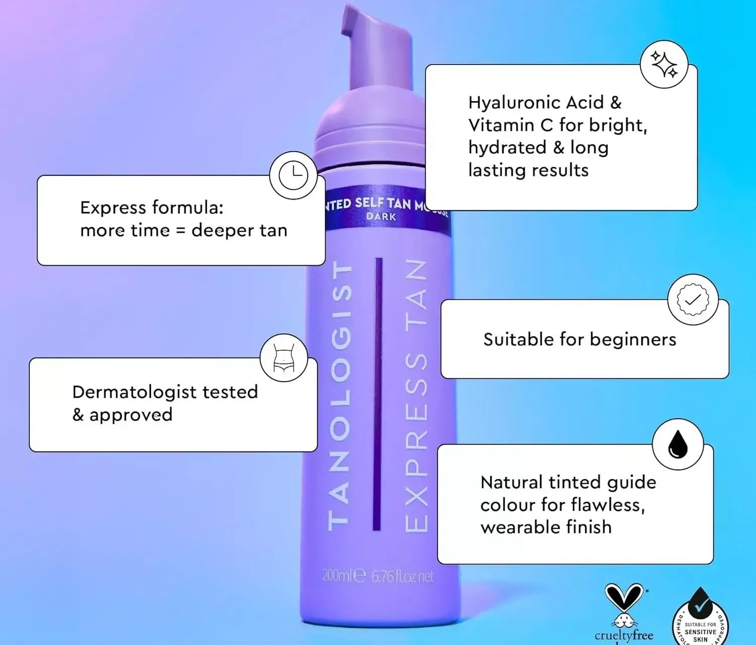 Kayrana Care – Engroshandel Selvbruner – Tanologist tonet selvbruningsmousse Dark Express Tan 200 ml4