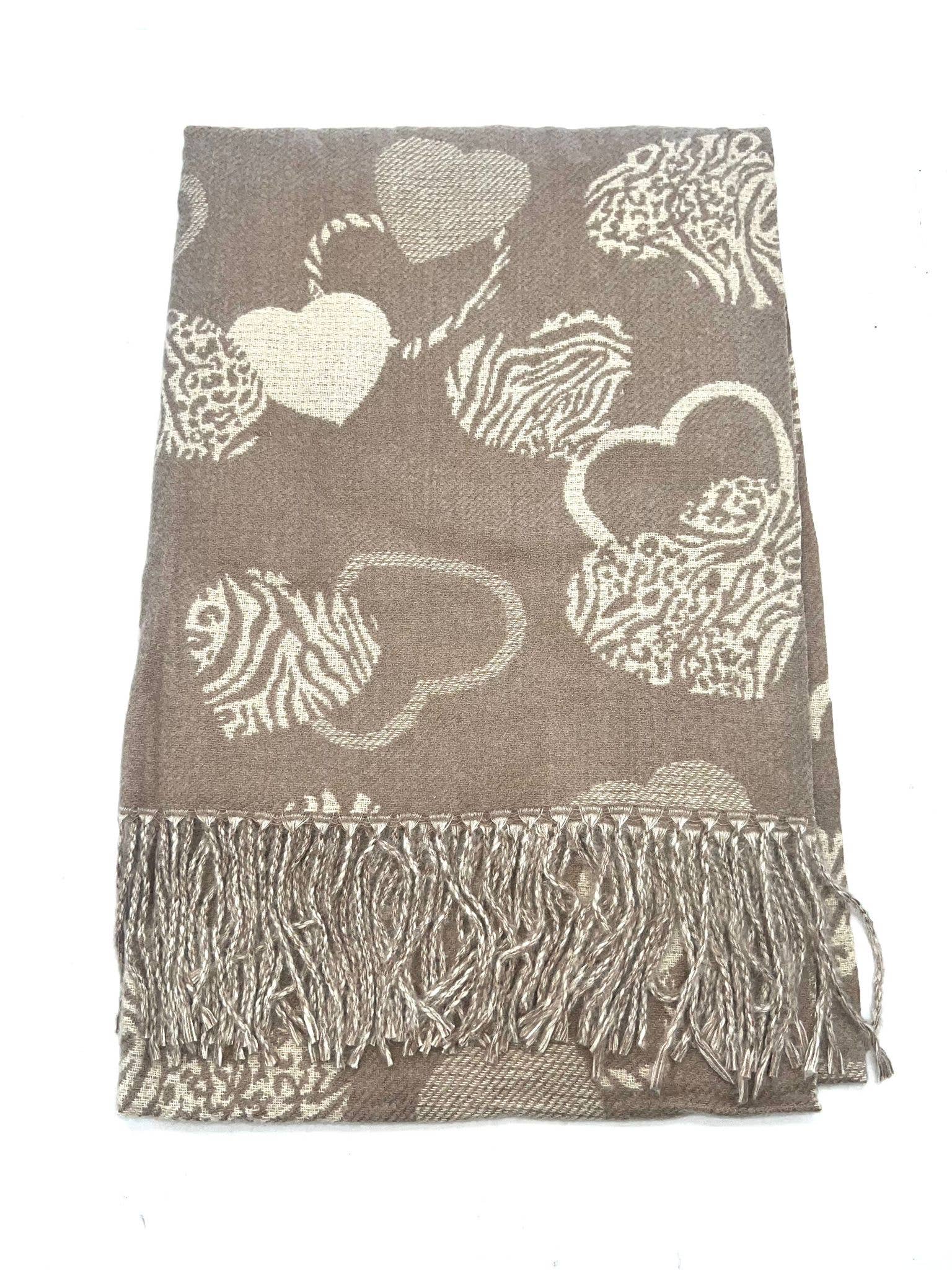 LINETA - Wholesale Scarf - Women's - HH-356 Reversible heart pattern scarf7