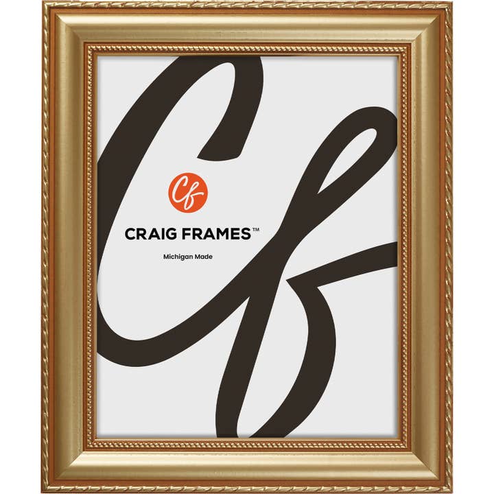 Craig Frames - Wholesale Picture Frame - 8.5x11 Picture Frame, Victoria Aged Gold, Assembled
