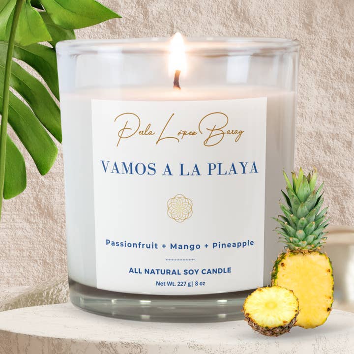 Vamos a La Playa Vela de Soja Natural | Tarro de Vidrio de 10 oz para venta al por mayor de Perla López Baray