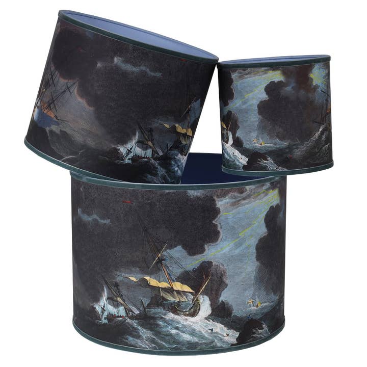 Shipwreck Lampshade - Night for wholesale by Cream Cornwall