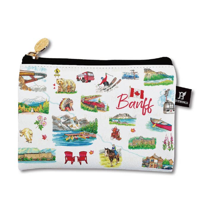 Northern Icons Canada - Wholesale Pouch - Women's - Banff Illustrated Small Zipper Pouch – Travel Cosmetic & Accessory Bag7