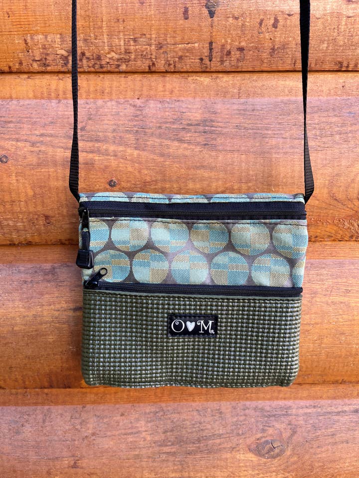 3 Zip Bag Green-Geometric Circle Print Fabric for wholesale by OlovesM.com