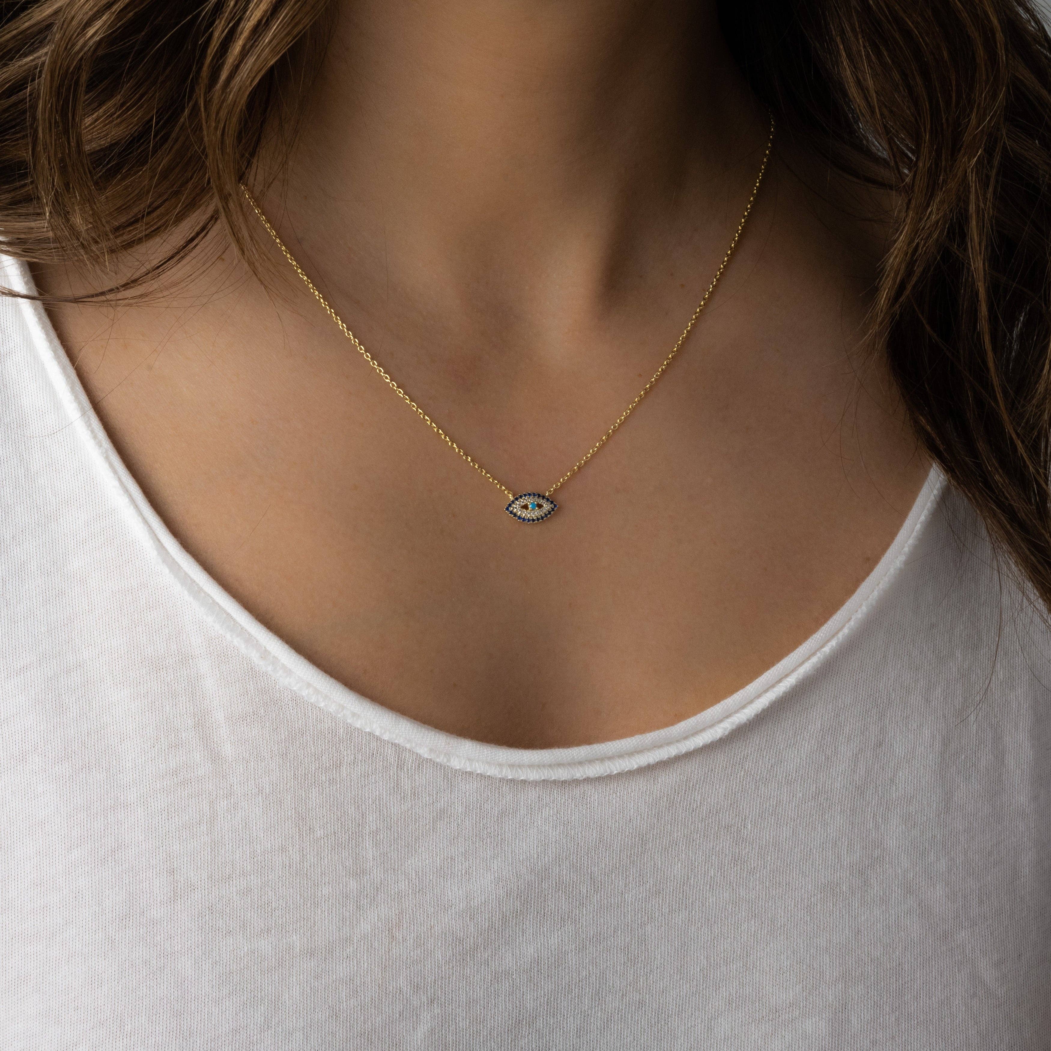 Sami Jewels - Wholesale Halskettinghanger - Sapphire Evil Eye ketting1