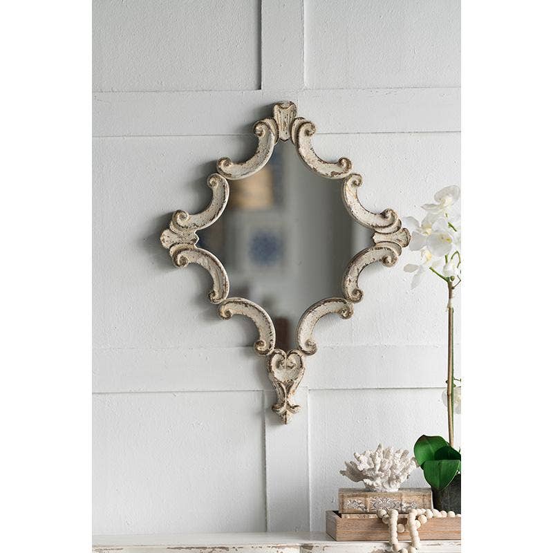 A&B Home Group Inc. - Wholesale Wall Mirror - 23.5x30" Artistic Diamond Accent Mirror - White0