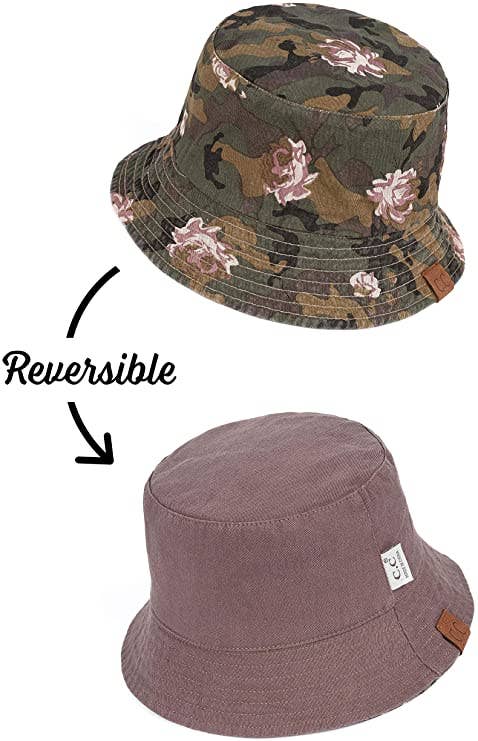 Funky Junque - Vendita all'ingrosso Cappello da pescatore - Donna - Cappello da pescatore reversibile (mimetico floreale/oliva)2