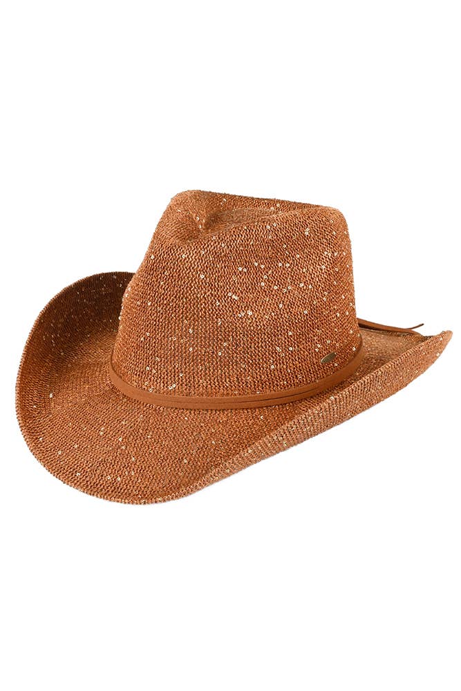 Hana - Vente Chapeau de cowboy – femme - Chapeau de cowboy à paillettes C.C11