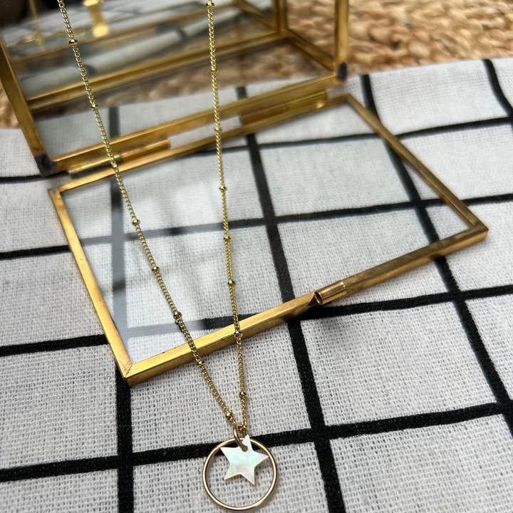 Black Mother of Pearl Star Necklace for wholesale by Maybe Max