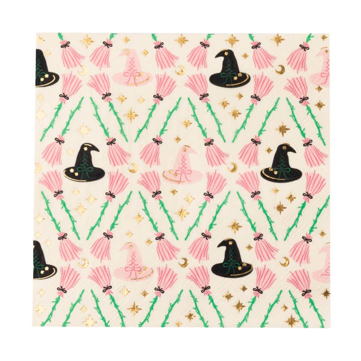WITCH HAT & BROOM LARGE NAPKINS for wholesale by Bonjour Fête