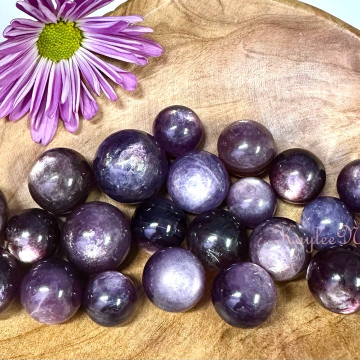 KayleeNYC - Wholesale Spiritual Stone/Crystal - 0.5 lb Natural Lepidolite Purple Mica Spheres Crystal Ball