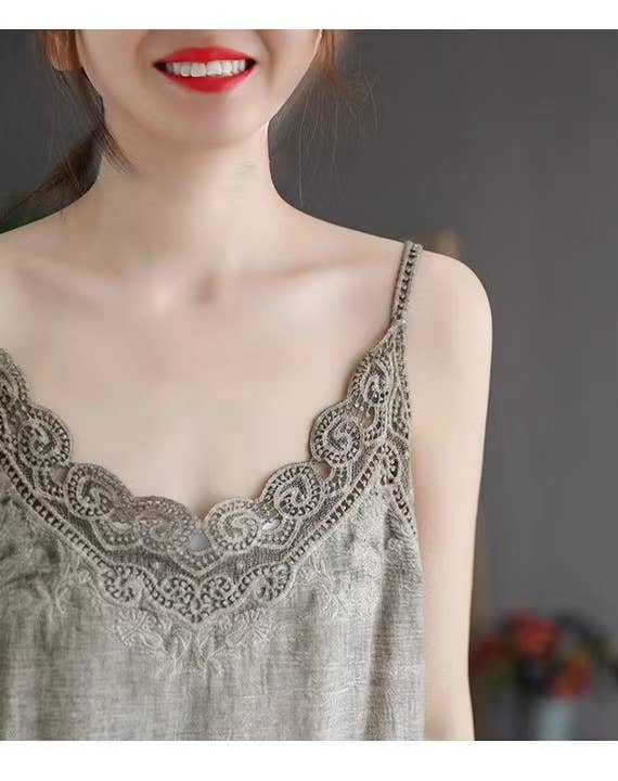 Hope & Sunshine - Wholesale Camisole - Dames - Stone Wash topje met kanten rand14