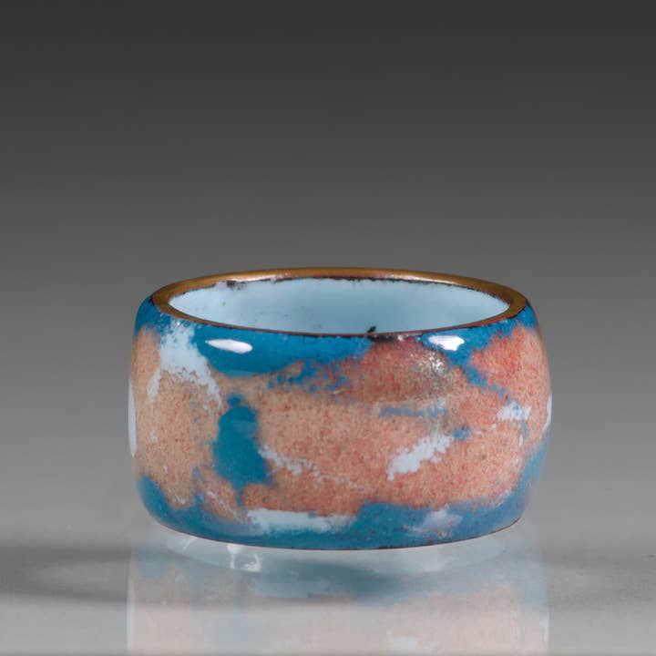 Copper Enamel Ring, Shades of Sky Blue for wholesale by Kristin Ellis