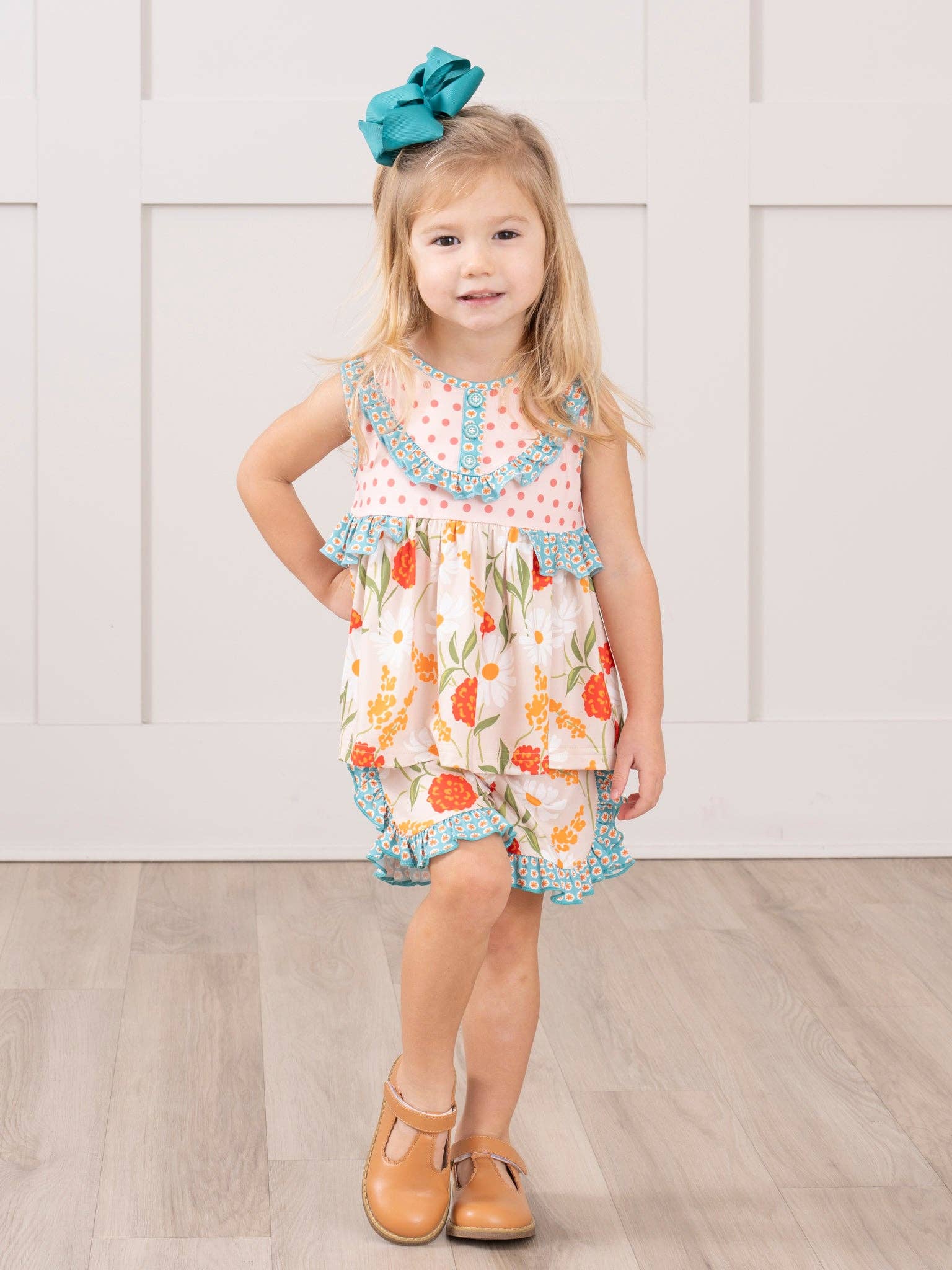 Marie Nicole Clothing - Wholesale Top & Short Set - Kids - Daisy Janes Ruffle Trim Outfit5