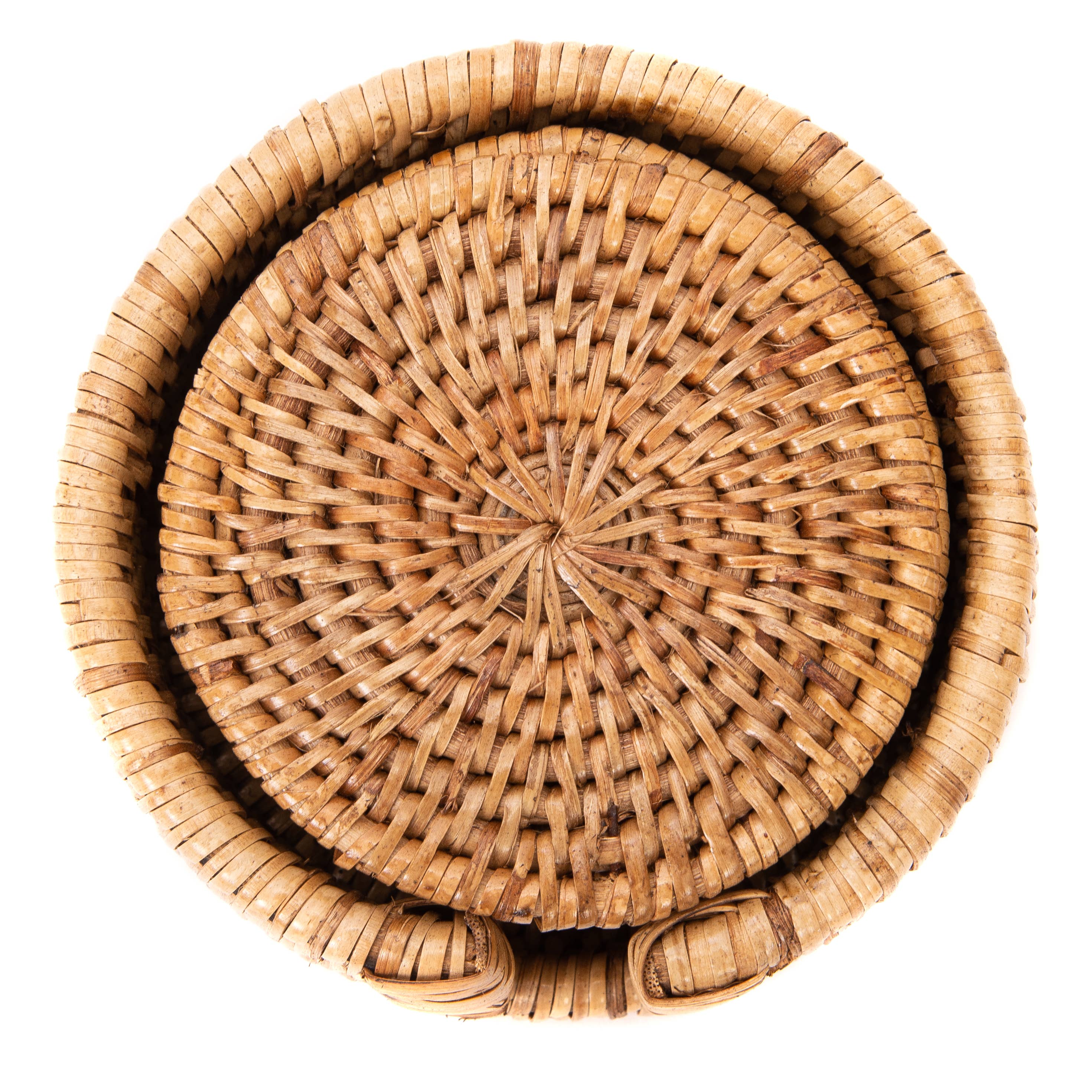 Artifacts Trading Company – Engroshandel Bordskånere – Rundt Rattan Bordskåner Sæt – 7 Stykker2