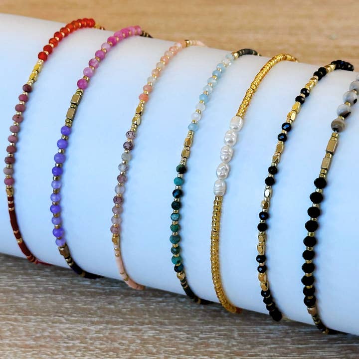 Picki Nicki - Wholesale Beaded Bracelet - Gemstone Beaded Stacking Bracelet Turquoise and Aquamarine