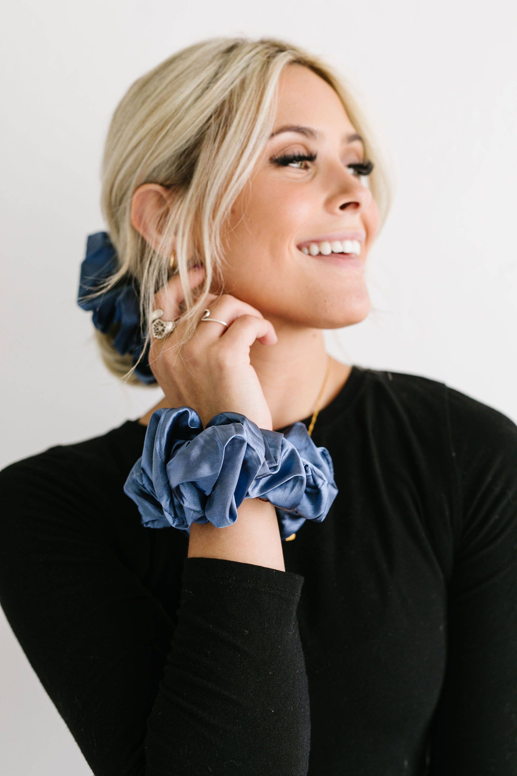 Shop Andi – wholesale Scrunchie - Women’s – Midnight Moon Satin Jumbo Scrunchie2