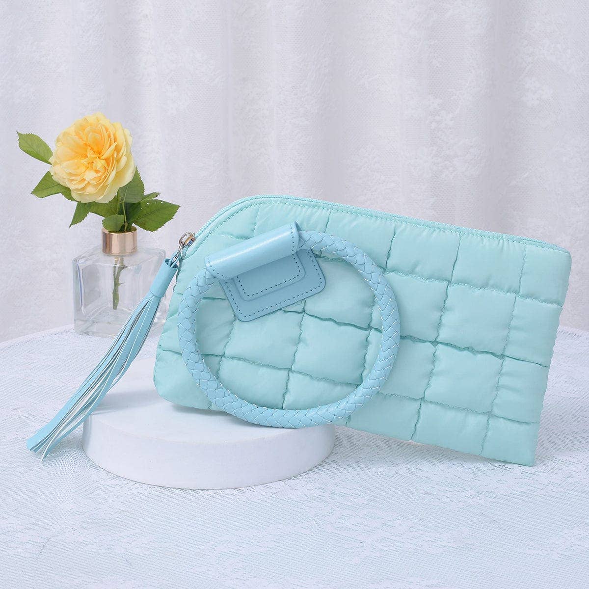 MiMi Wholesale - Wholesale Clutch Bag - Women's - QP204 Quilted Puffer Wristlet/Clutch With Tassel14