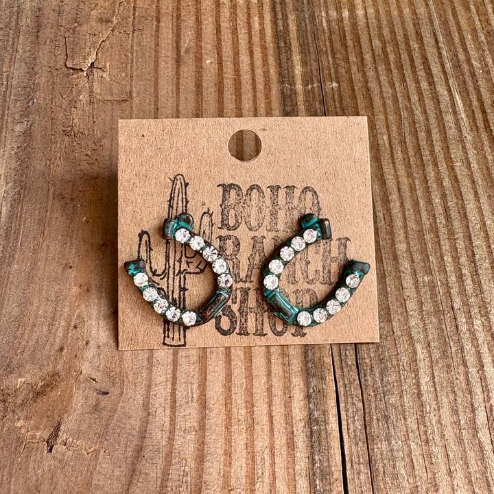 Boho Ranch Shop – wholesale Solitärörhängen – Västra Hästsko Stud Rhinestone Örhängen2