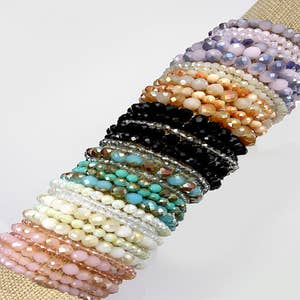 DearBracelet-Wholesale Gemstone Bracelet, 6mm Beaded Stretch Bracelets,  Priced 2pcs/pack (SLKS1030)