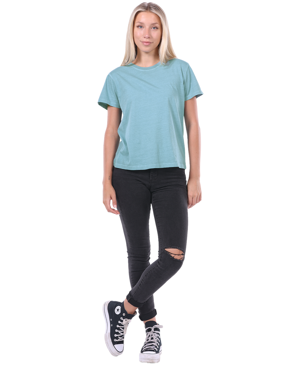 U.S. Apparel - Vente T-shirt – femme - T-shirt à col rond en jersey pour femmes17