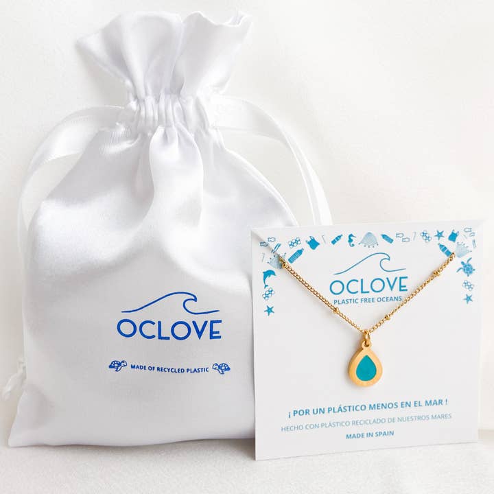 OCLOVE - Vente Colliers à pendentif - Pendentif Gota - fabriqué avec du plastique recyclé provenant de la mer