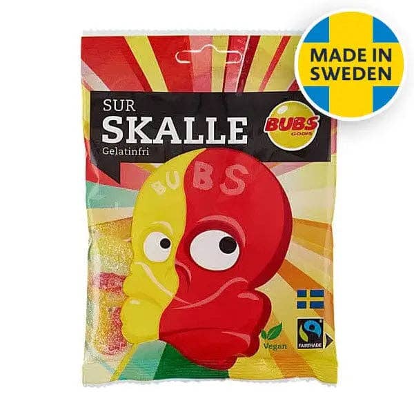Echo Sales America - Wholesale Gummy - BUBS Godis Skalle: Sour Foam Skulls (90g) Made in Sweden- Case 16ct