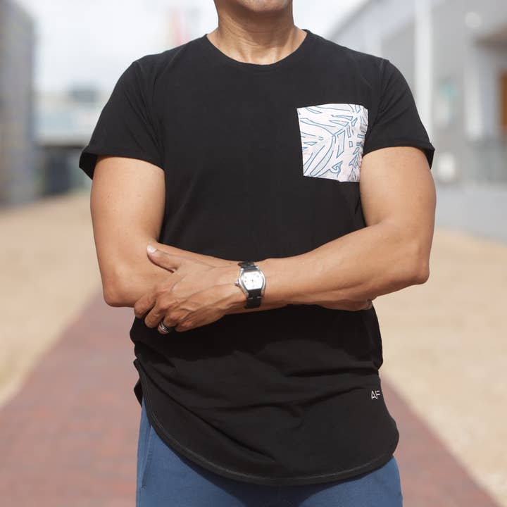 Camiseta preta de manga curta por atacado de Andrea Febres