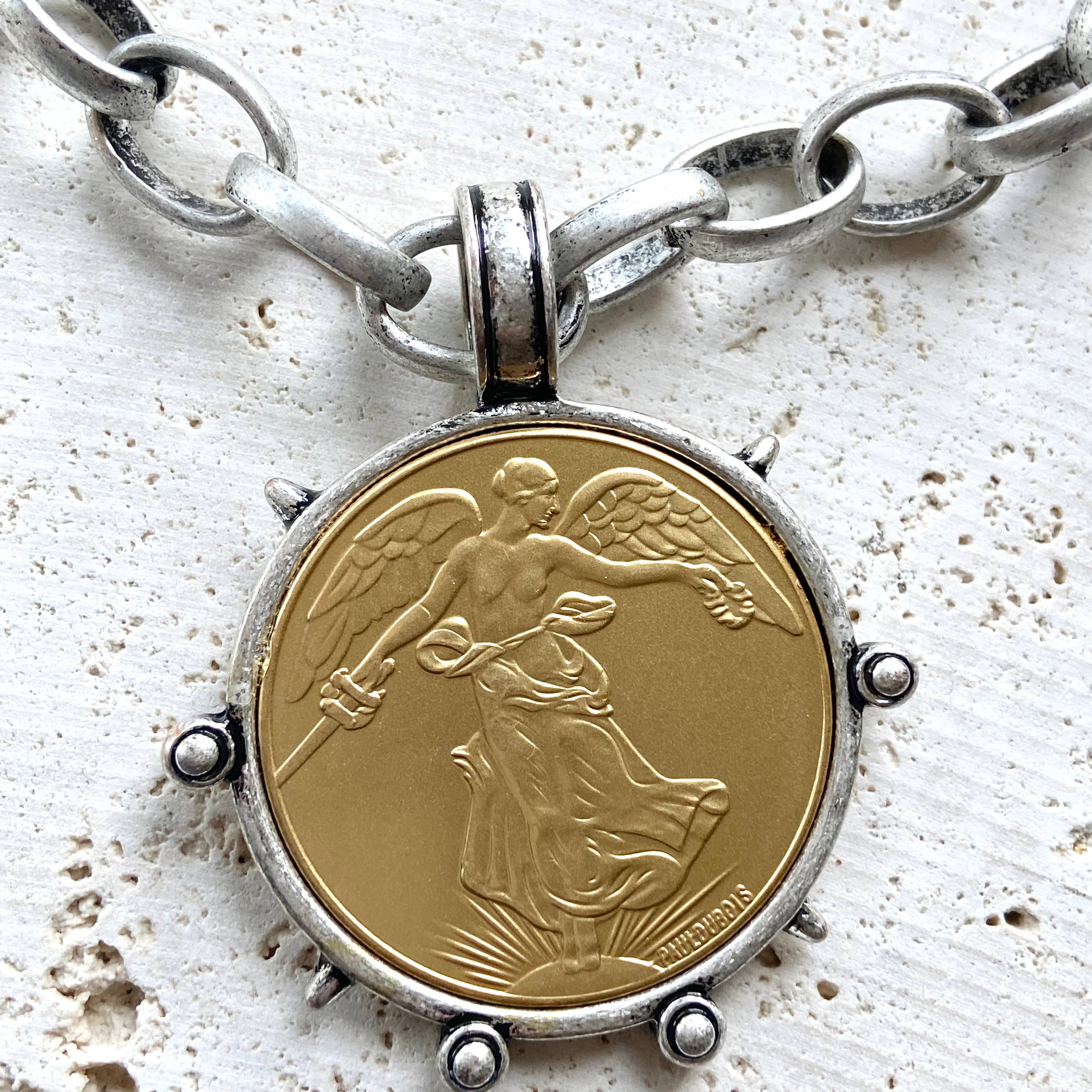VB&CO Designs Handmade Jewelry - Wholesale Pendant/Charm Necklace - Medallion French Angel coin necklace boutique  jewelry7