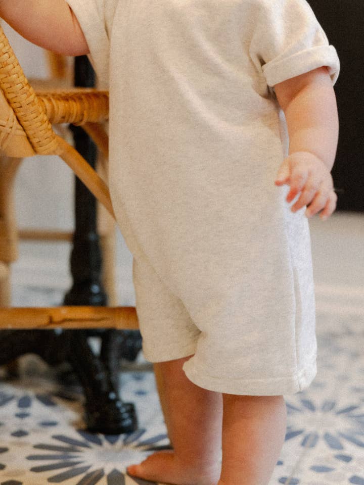 Winnie + Crew - Wholesale Jumpsuit - Baby - Ronnie Romper in Heather Grey
