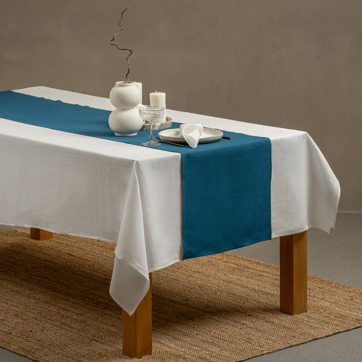 menique – wholesale Table runner – European Linen Table Runner - Table Linens Cobalt Blue
