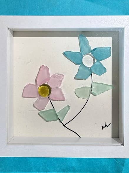 Søglas Skyggeæsker - Multi Blomster - 5x5 for engroshandel hos A SEAGLASS CREATION/SALTY SIGNS DESIGNS