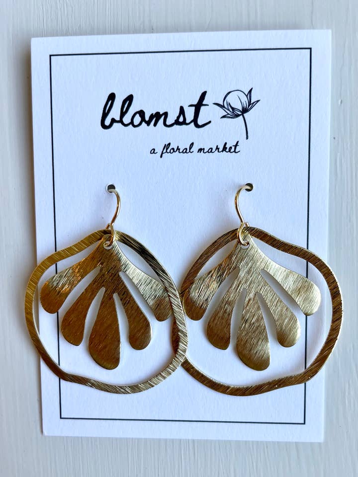 Brass Class Leafy Earrings for wholesale by Blomst Floral Market