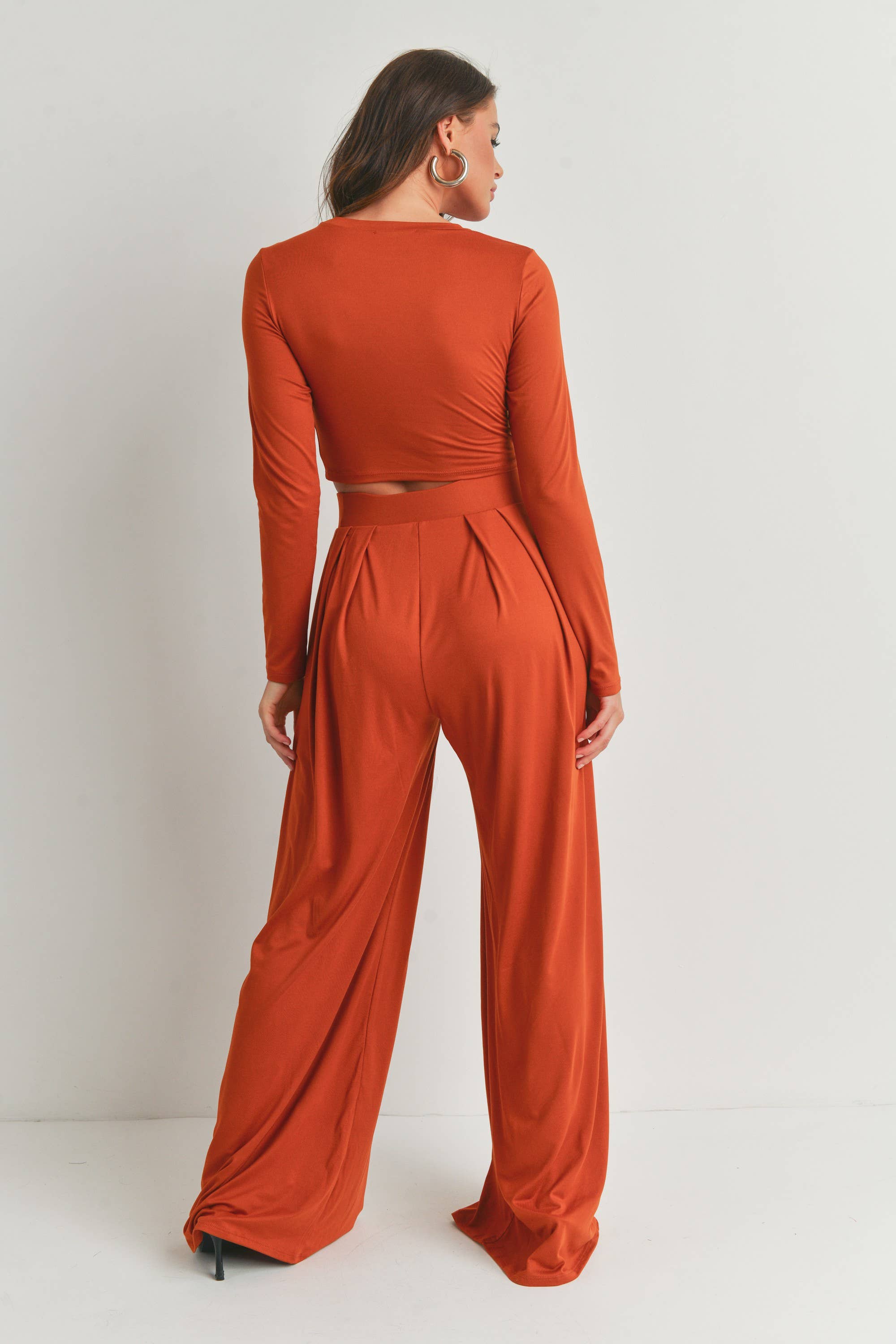 Peace Love Line - Wholesale Top & Pant Set (NOT Loungewear) - Women's - SLI3880 - LONG SLEEVES CROP TOP AND PANTS SET3