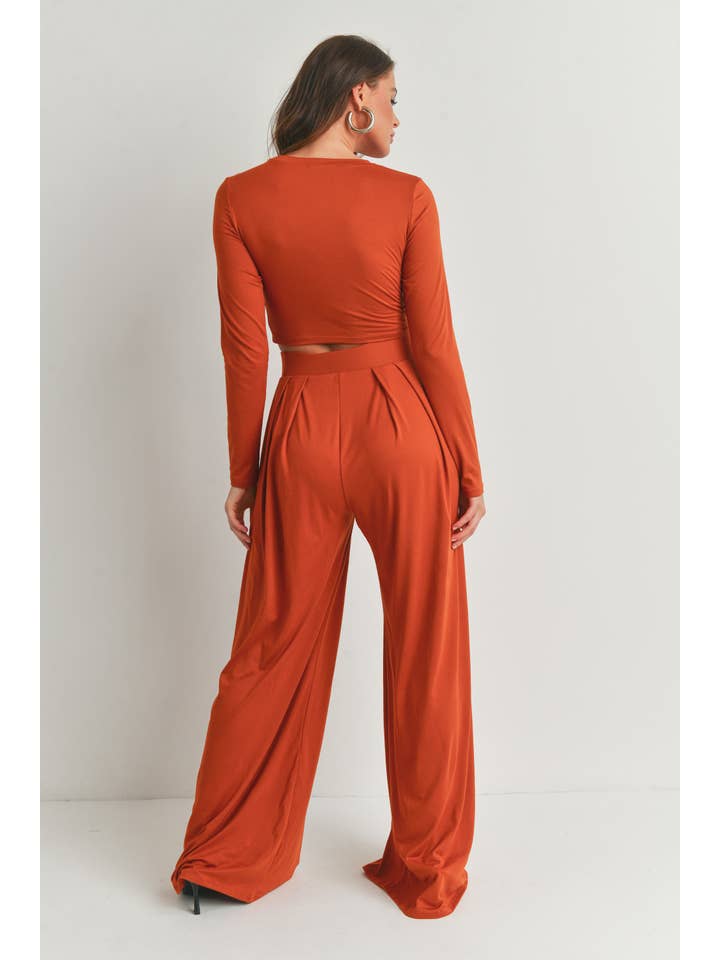 Peace Love Line - Wholesale Top & Pant Set (NOT Loungewear) - Women's - SLI3880 - LONG SLEEVES CROP TOP AND PANTS SET3