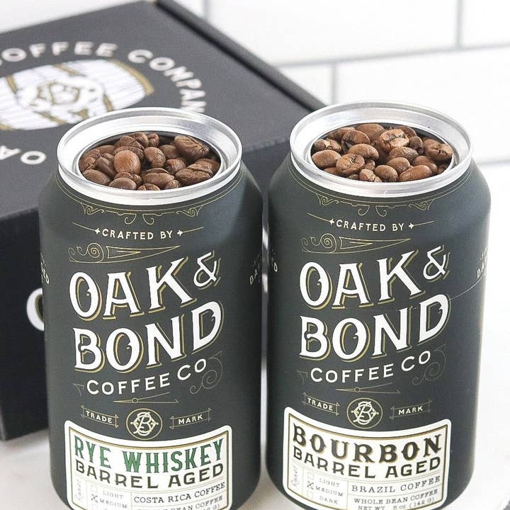Oak and Bond Coffee Co. - Wholesale Coffee Beans - Bourbon and Rye Whiskey Barrel Aged Coffee Box1