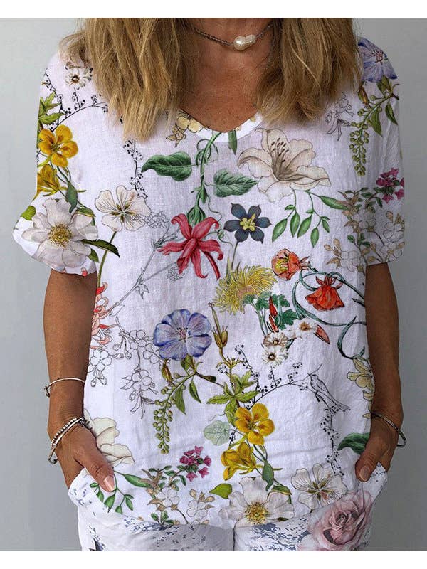 Chicto - Wholesale Blouse - Women's - Women's Elegant Printed Loose Shirt