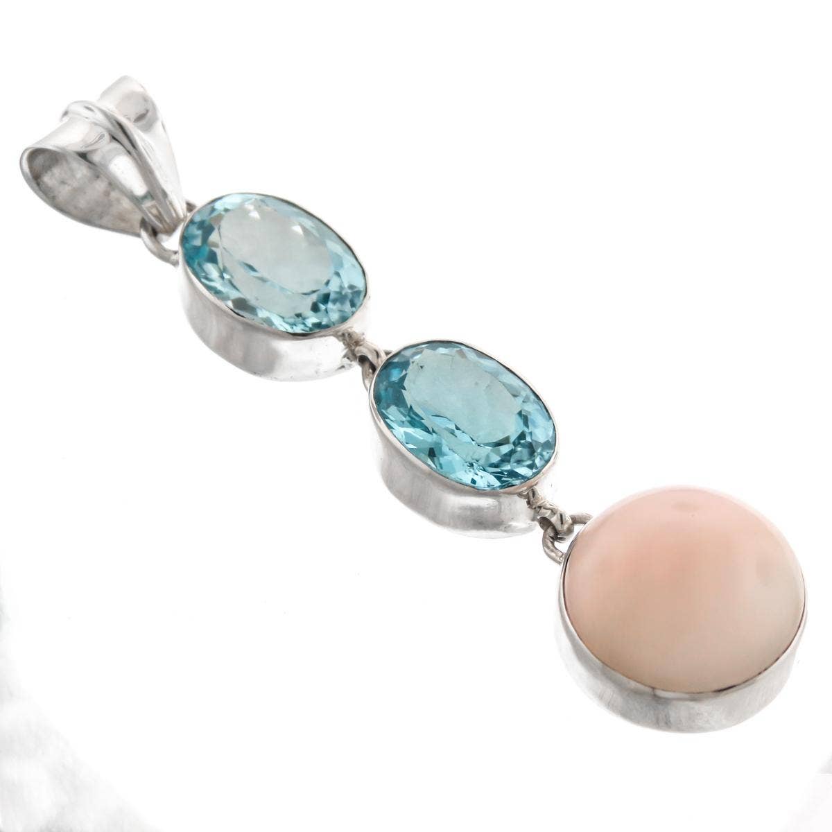 FifiRose - Venta al por mayor Collares con colgantes/abalorios - Colgante de plata de ley 925 con calcedonia y doble topacio azul, 6,7 cm.1