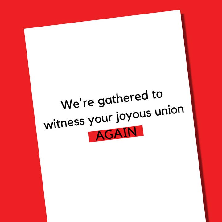 Funny wedding card for re-married couples for wholesale by The Mail Minx