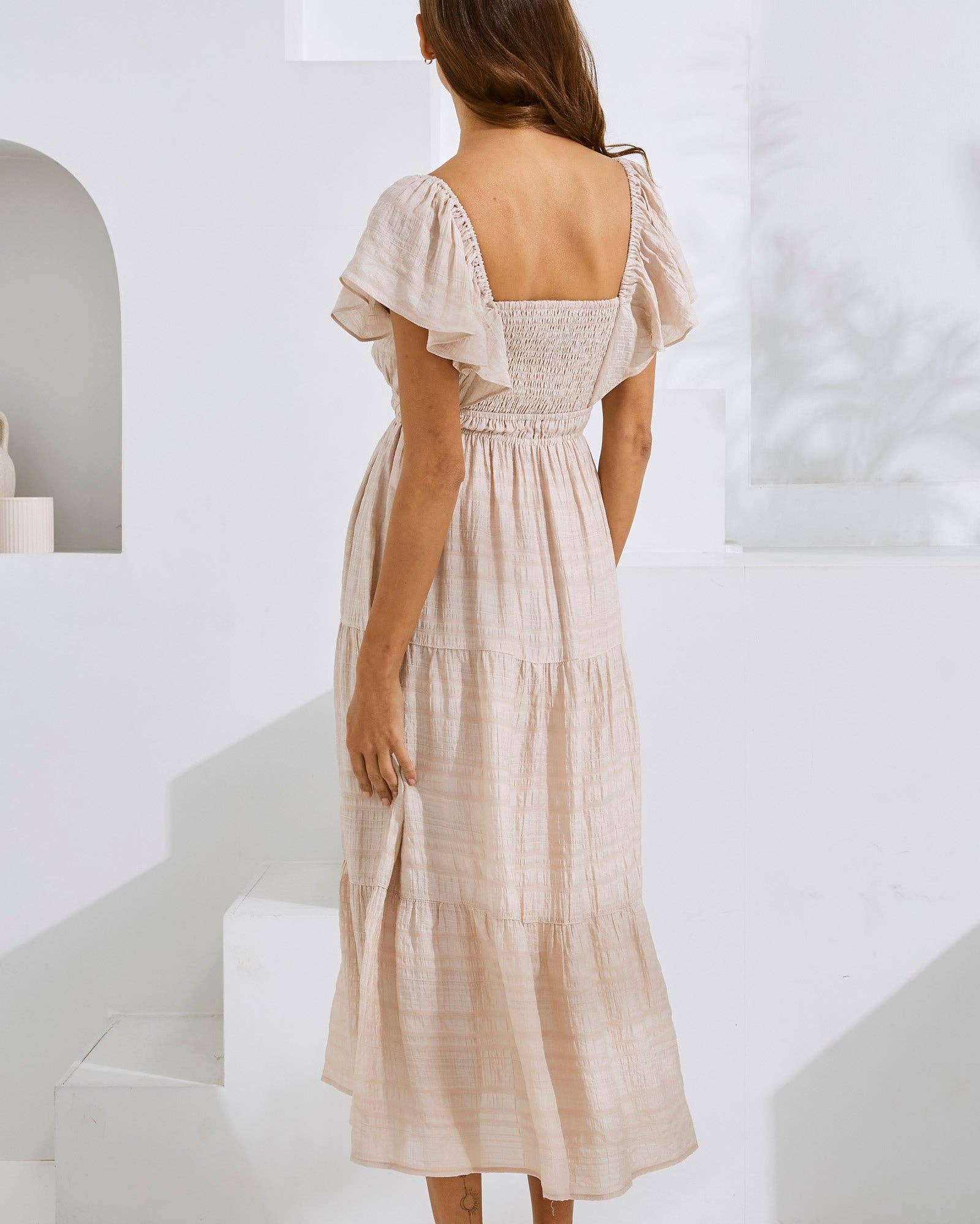 Angel Maternity - Wholesale Dress - Maternity - Lila Baby Shower Maternity Dress in Nude Pink2