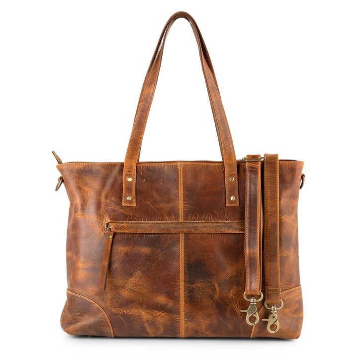 Sixtease Bags USA - Wholesale Tote Bag - Women's - Genuine Leather Women's Functional Tote Bag - Rustic Tan3