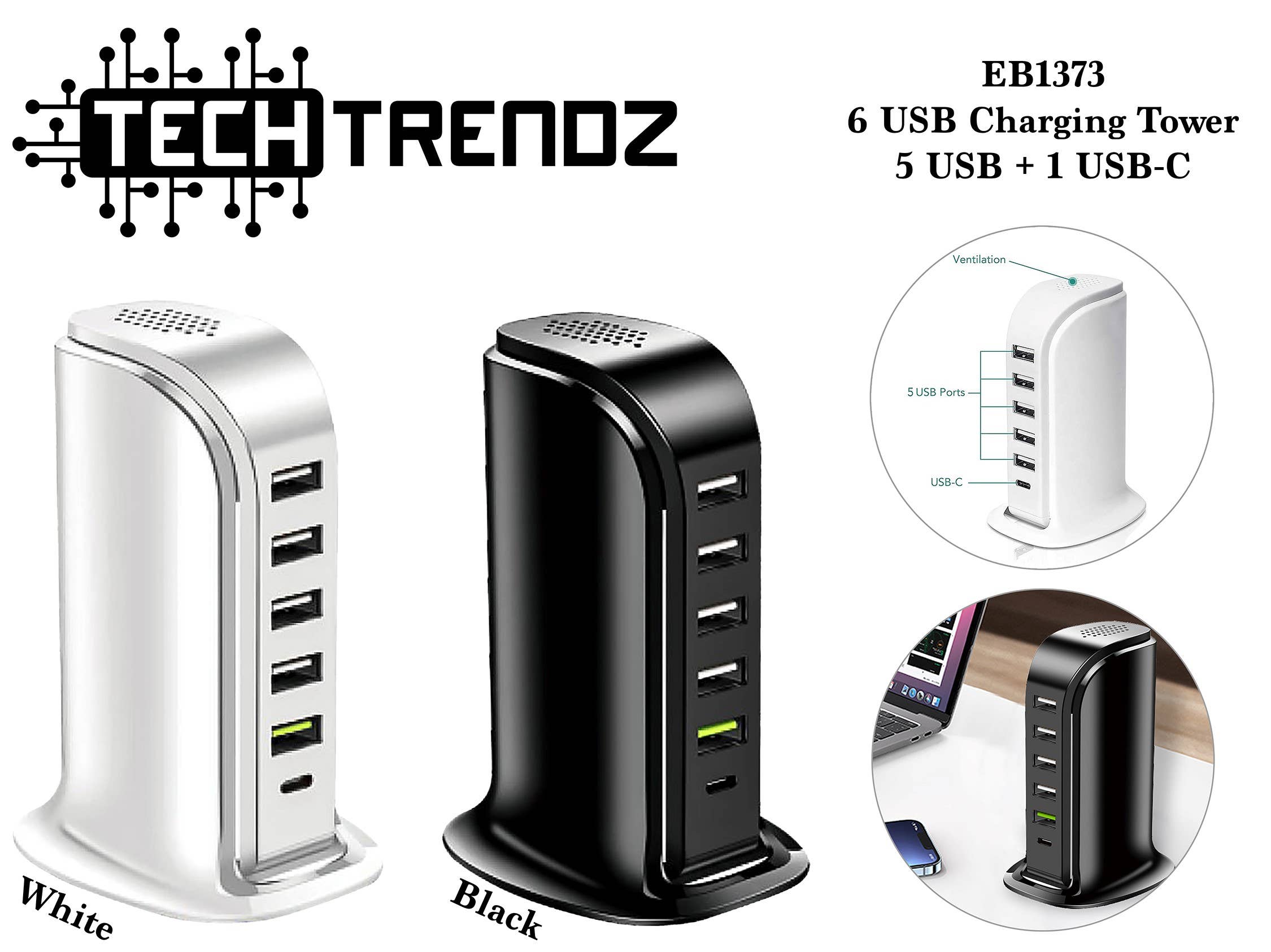 Tech Trendz - Wholesale Charging Dock - 6 USB Charging Tower1