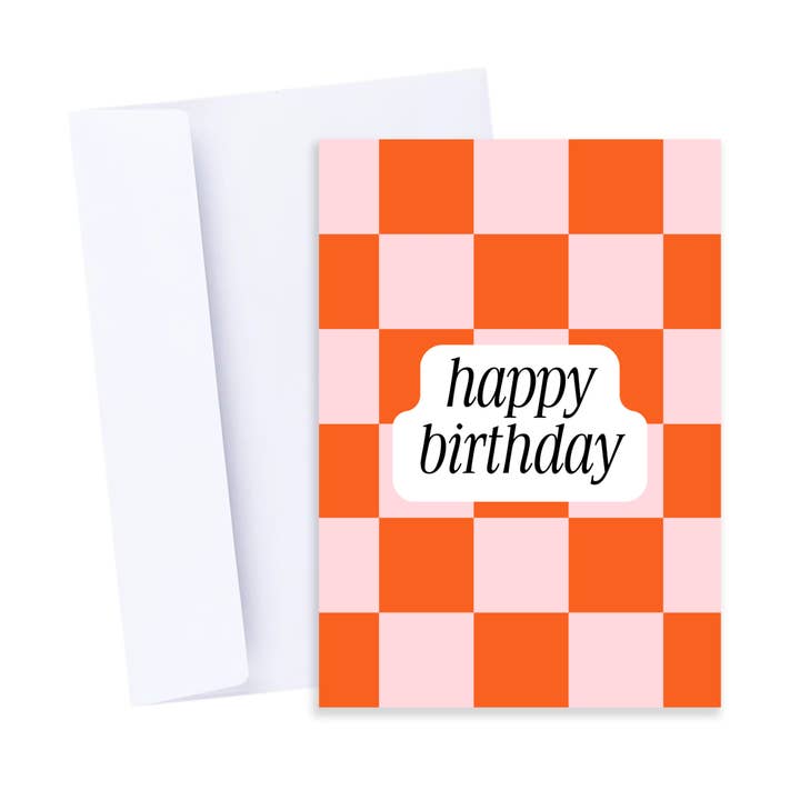 Happy Birthday Retro Checkers | Modern Happy Birthday Card for wholesale by Popsy Press
