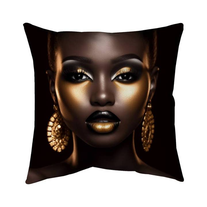 Coussin Figuratif Africain - Regard Perçant | Décoration d'Intérieur pour la vente par BEGIN HOME DECOR