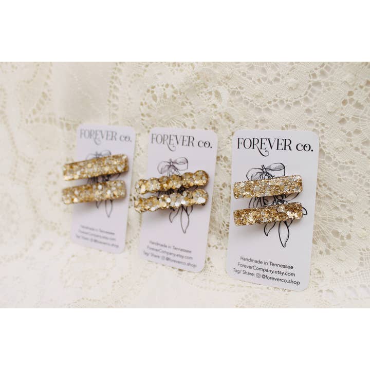 Heavy Metal Gold Silver Hybrid Haarspeldjes van glitterhars voor wholesale door Forever Company