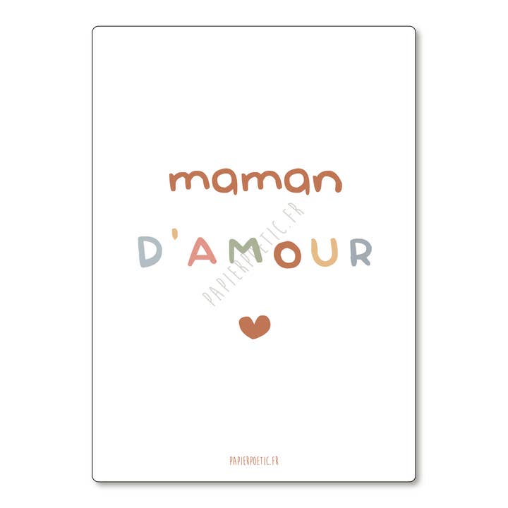 Carte/Card "Maman d'amour" pour la vente par Papier Poetic