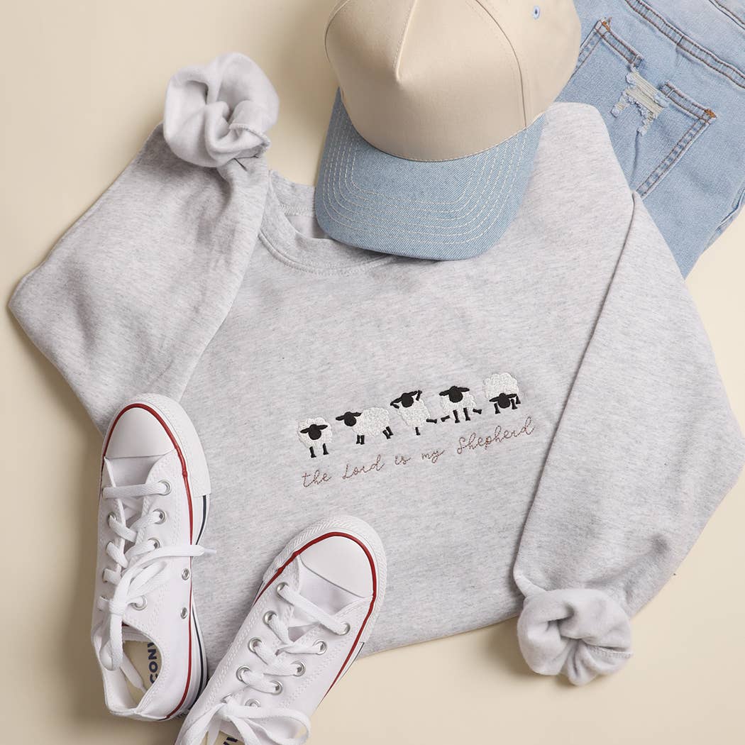Fashion City - Wholesale Sweatshirt - Unisex - The Lord Is My Shepherd Embroidered Heavyweight Sweatshirt0