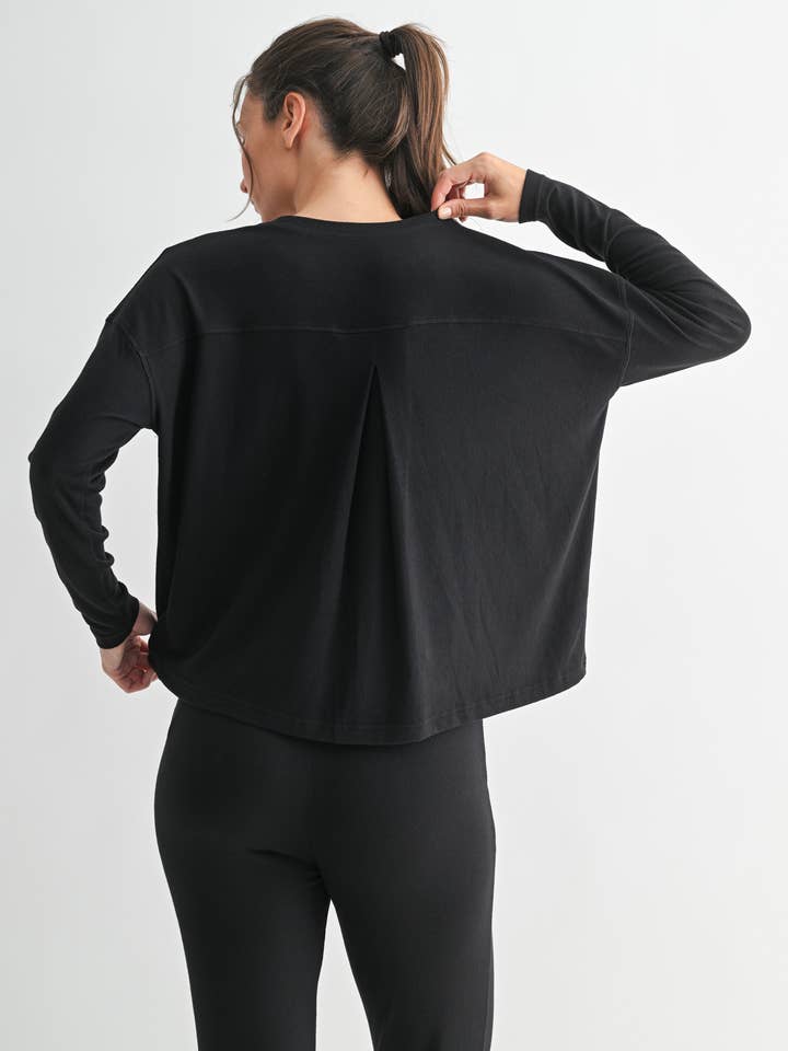 Mono B - Wholesale Lounge Top - Women's - Brushed Hacci Lounge Back Pleat Long Sleeve6