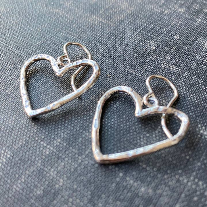 Heart Textured Earrings Sterling Silver -Wrangler by iNk Jewelry for wholesale by iNk Jewelry