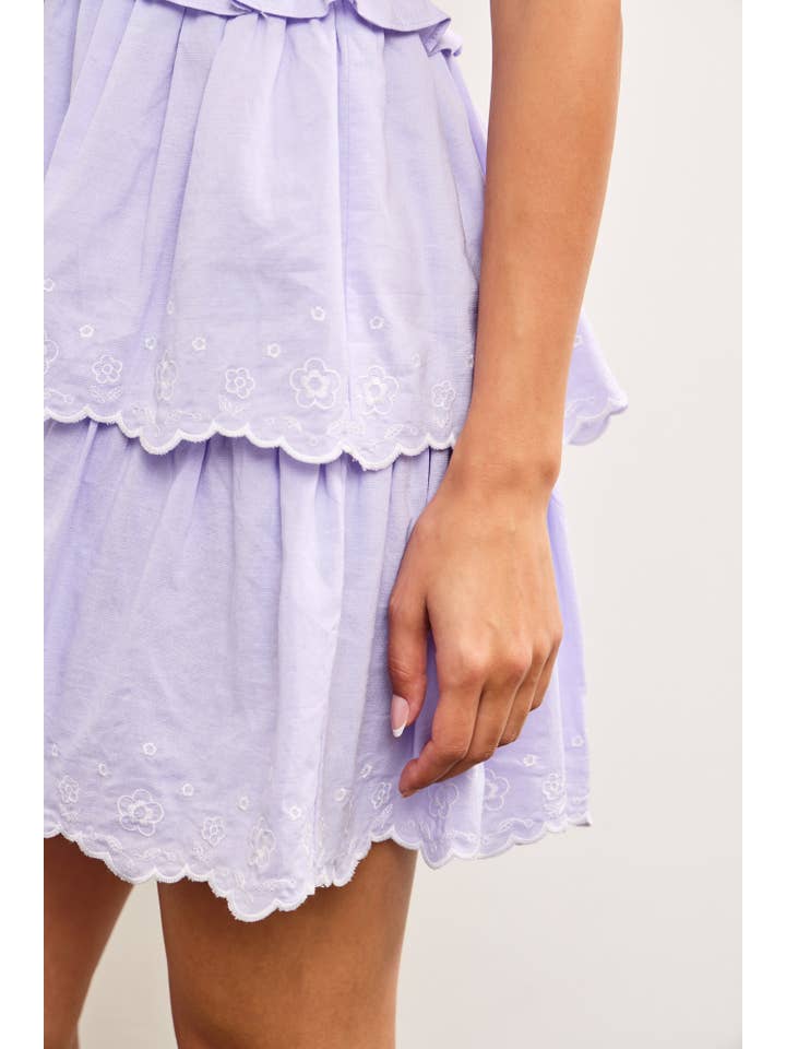 Mustard Seed - Wholesale Dress - Women's - HALTER NECK SMOCKED WAIST EMBROIDERED TIERED DRESS11