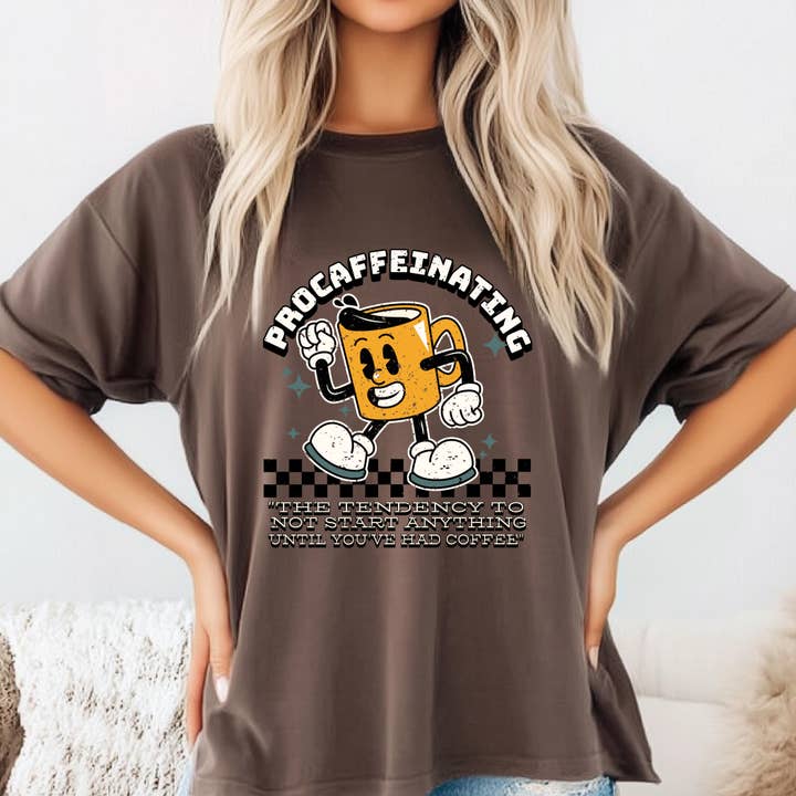 RETRO - PROCAFFEINATING - GRAPHIC T-SHIRT for wholesale by MdB Designs